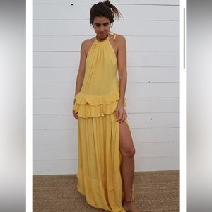 Jens Pirate Booty yellow halter maxi dress